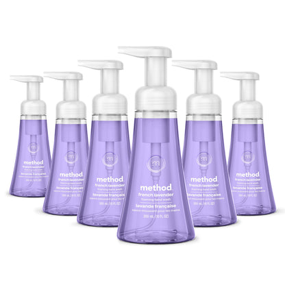 Method Foaming Hand Soap, Biodegradable Formula with Foaming Soap Dispenser Made of 100% Recycled Plastic, French Lavender Scent, 300 ml Soap Pump Bottles, 6 Pack Method