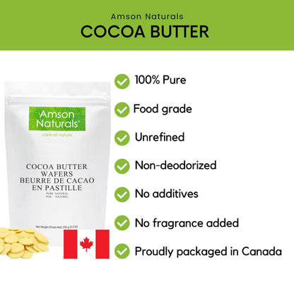 Pure Cocoa Butter Wafers (Food Grade) 0.5 lb / 230 g – Natural, Non-Deodorized for Cooking, Beauty & Wellness