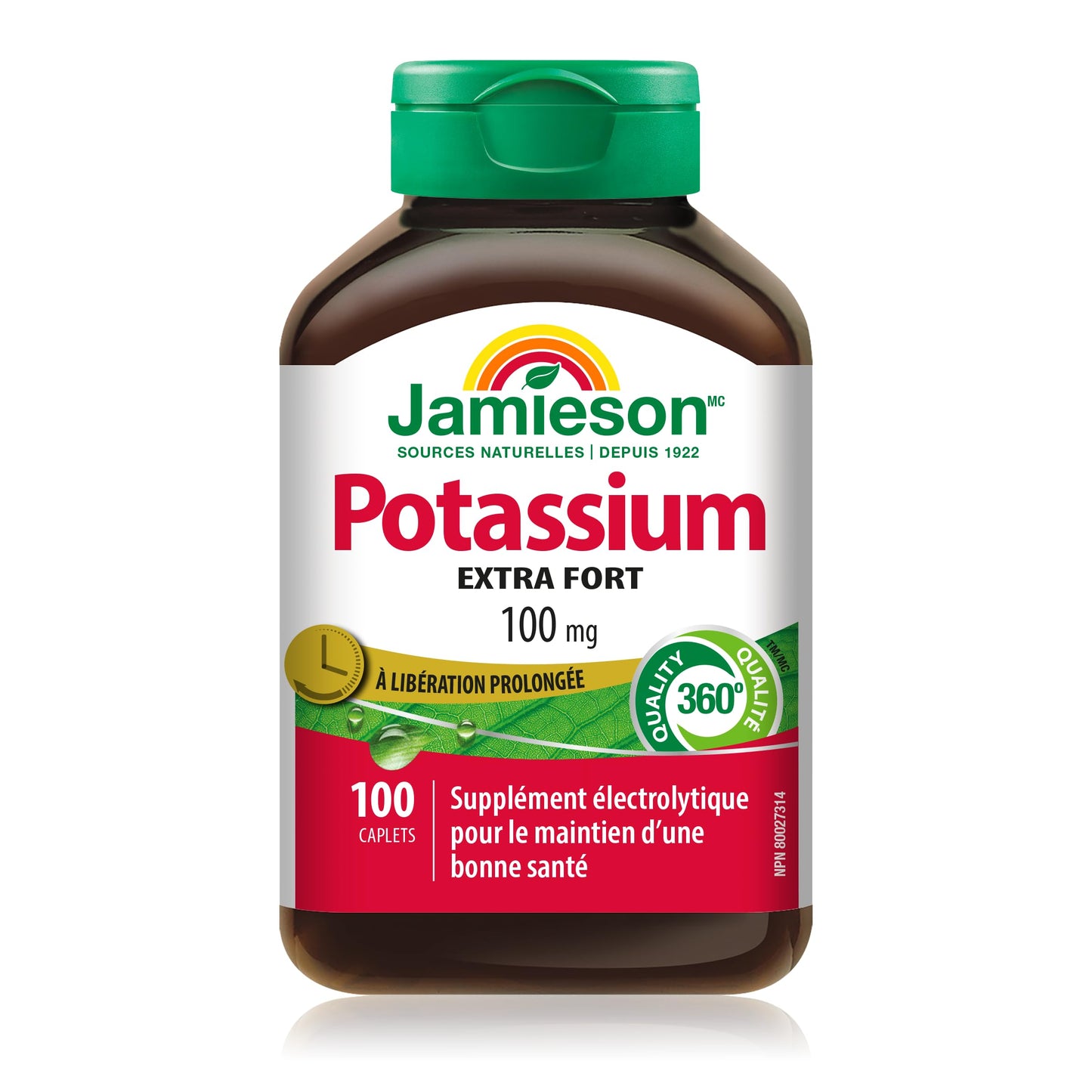 Jamieson Extra Strength Potassium 100 mg Timed Release, 100 Caplets, Supports Muscle & Nerve Function, Electrolyte Support, Helps Prevent Potassium Deficiency. Vegetarian, Proudly Canadian - Available at All In One Marketplace Canada