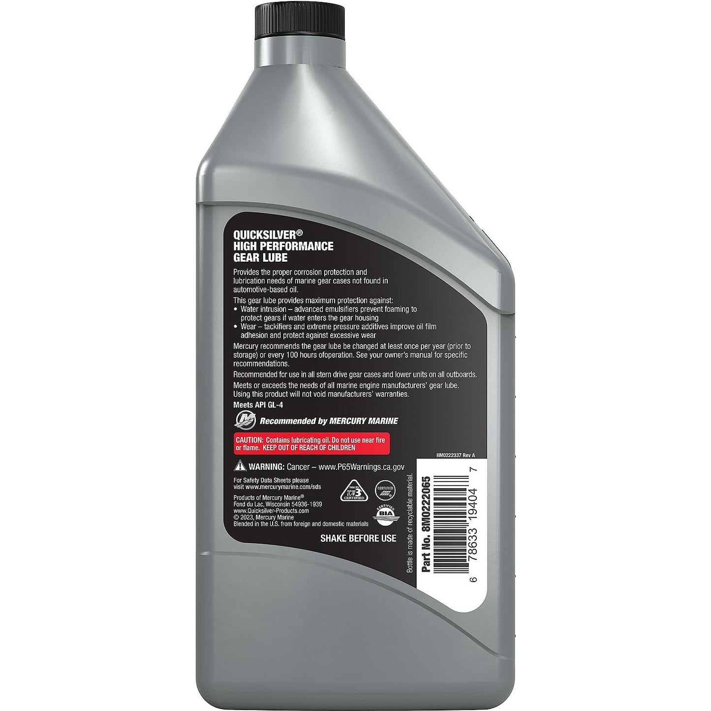 Quicksilver 92-858064Q01 High Performance Gear Lube Quicksilver