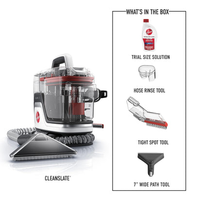 Hoover CleanSlate FH14000V Portable Carpet and Upholstery Spot Cleaner Machine with Dual Tank Technology, 40 oz Capacity, 7 Inch WidePath Tool, Pet Stain Remover, Red - Available at All In One Marketplace Canada
