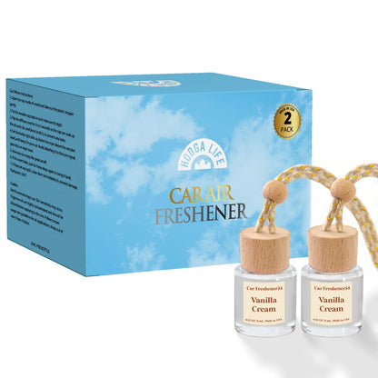 HoogaLife Car Air Fresheners Diffuser 2 Pack Hanging Air Fresheners Diffuser - Vanilla Cream Fragrance Oil Air Diffuser for Car, 45+ Days Long Lasting Fragrance Made in USA