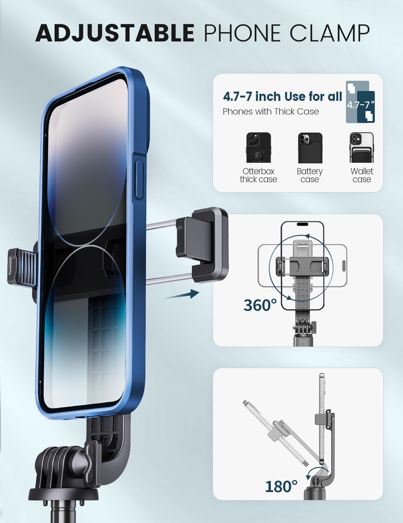 ANXRE Selfie Stick Tripod with Fill Light and Stable Base, Extendable Phone Tripod with Detachable Wireless Remote, 50" Travel Stand for Cell Phone Film & Vlog Compatible with iPhone Android Gopro - Available at All In One Marketplace Canada