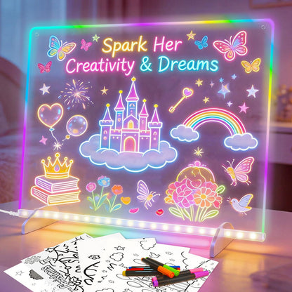Lumiboard Led Drawing Board, 13.7"x10" Glow Doodle Note Board with 13 Light Effects, Neon Dry Erase Drawing Tablet with Colorful Markers, Birthday Christmas Festival Gifts for Kids 🍁 All In One Marketplace Canada