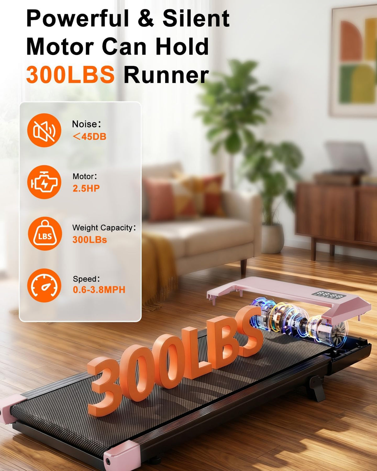 Lacuffy Walking Pad with 6% Incline, No-Assembly Under Desk Treadmill, 2.5 HP Quiet Motor, APP & Remote Control, LED Display, 306 lbs Capacity for Home/Office