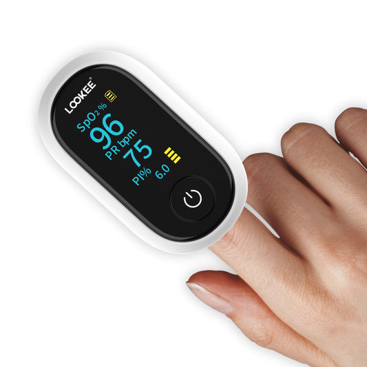 LOOKEE A320 Premium Pulse Oximeter Finger Heart Rate Oxygen Monitor | Proudly Canadian | SpO2 Blood Oxygen Level | Medical Accuracy, Alarm & PI | OLED Display | Batteries & Lanyard