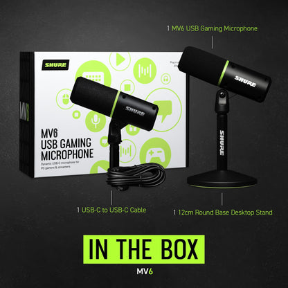 Shure MV6 USB Gaming Microphone for Streaming & Recording