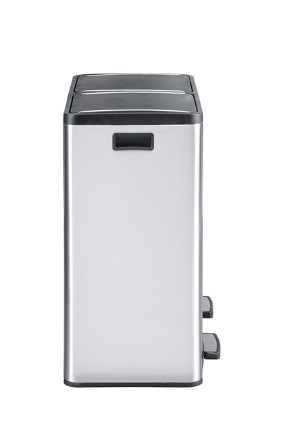The Step N' Sort 18.5 Gallon Extra Large Capacity, Soft-Step, Dual Trash and Recycling Bin with Removable Inner Bins. Silver Step N' Sort