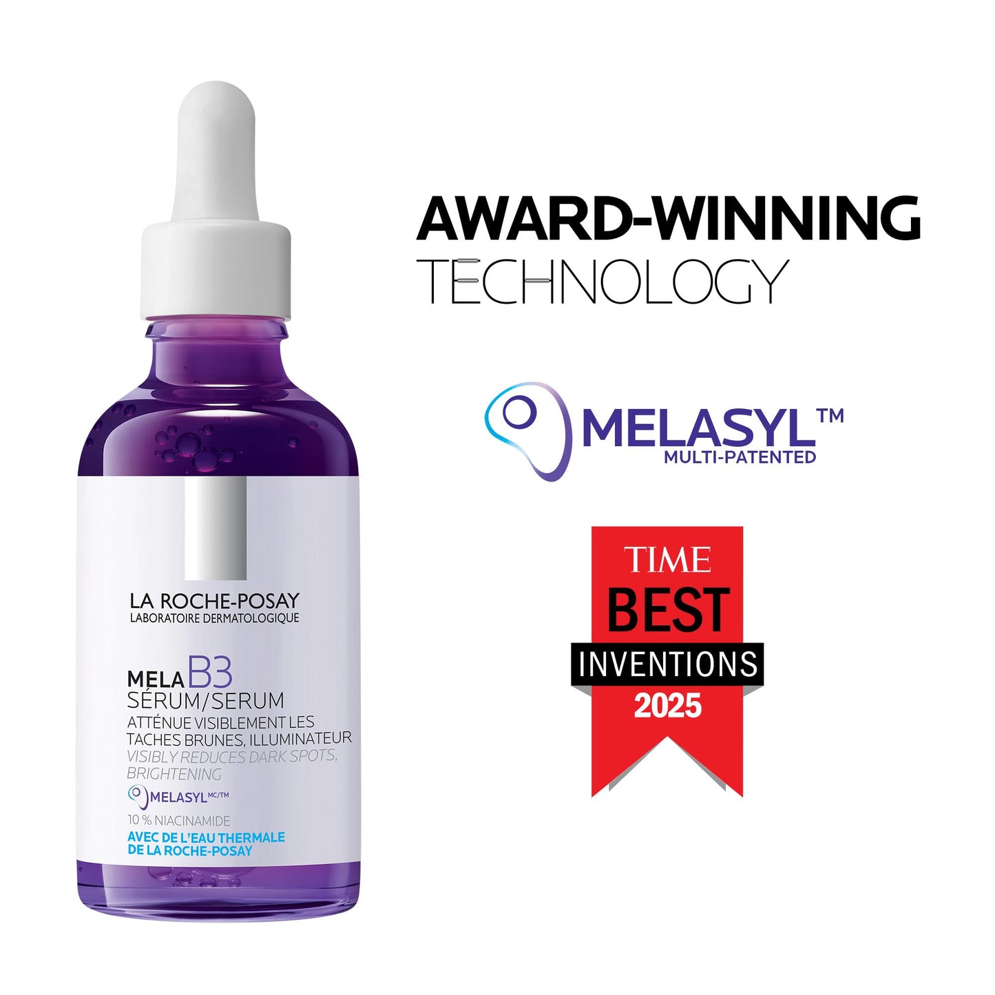 La Roche-Posay Mela B3 Face Serum Powered by Melasyl & Niacinamide, Visibly Improve Appearance of Skin Tone & Texture. Developed for All Skin Tones, Safe for Sensitive Skin, 50mL La Roche-Posay