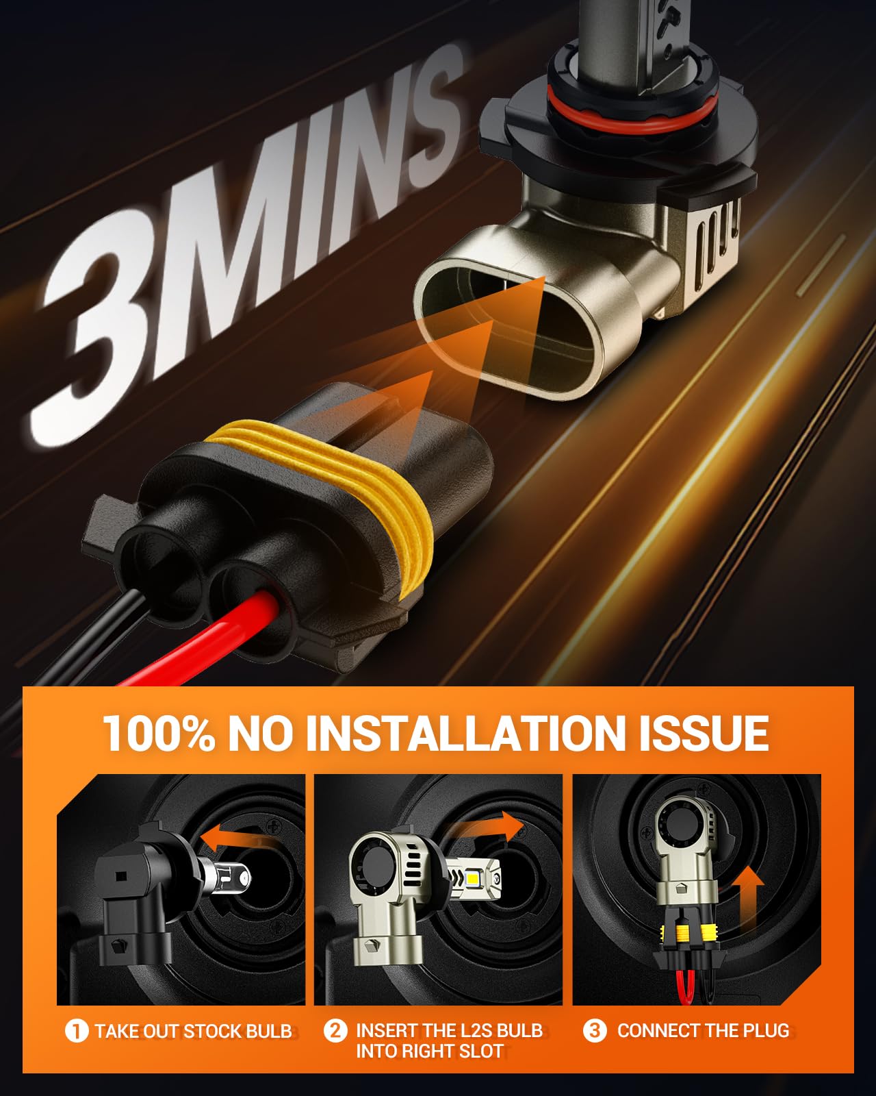 SEALIGHT 2026 Brightest 9005 HB3 LED Headlight Bulbs, 80,000LM 1200% Brighter, 6500K Cool White, 1:1 Halogen Size Wireless, 3 Min Plug and Play Halogen Replacement Conversion Kit, Pack of 2