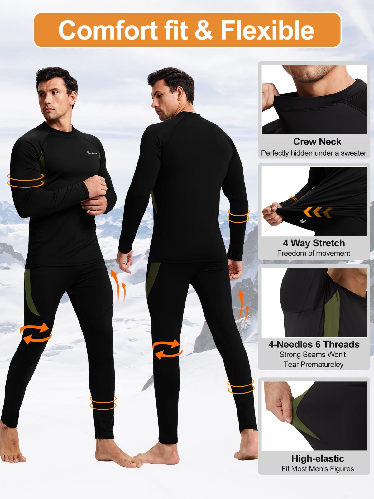 Thermal Underwear for Men Long Johns Hunting Base Layer Set Black L 🍁 All In One Marketplace Canada