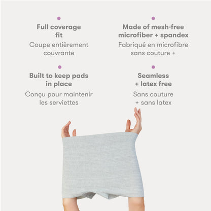 Frida Mom High-Waist Seamless Postpartum Underwear, Regular, 8 Count Gray