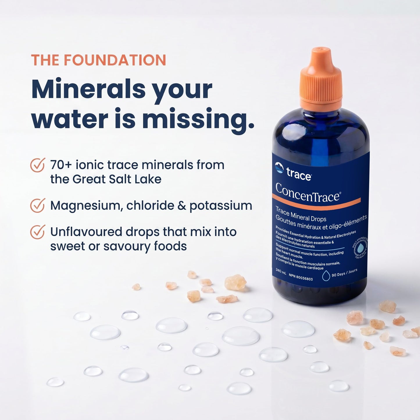 Trace Minerals ConcenTrace Drops - 240 ml, 96 Day Supply, Unflavored - Full Spectrum Minerals - Ionic Liquid Magnesium, Chloride & Potassium Electrolytes - Low Sodium Hydration Trace Minerals