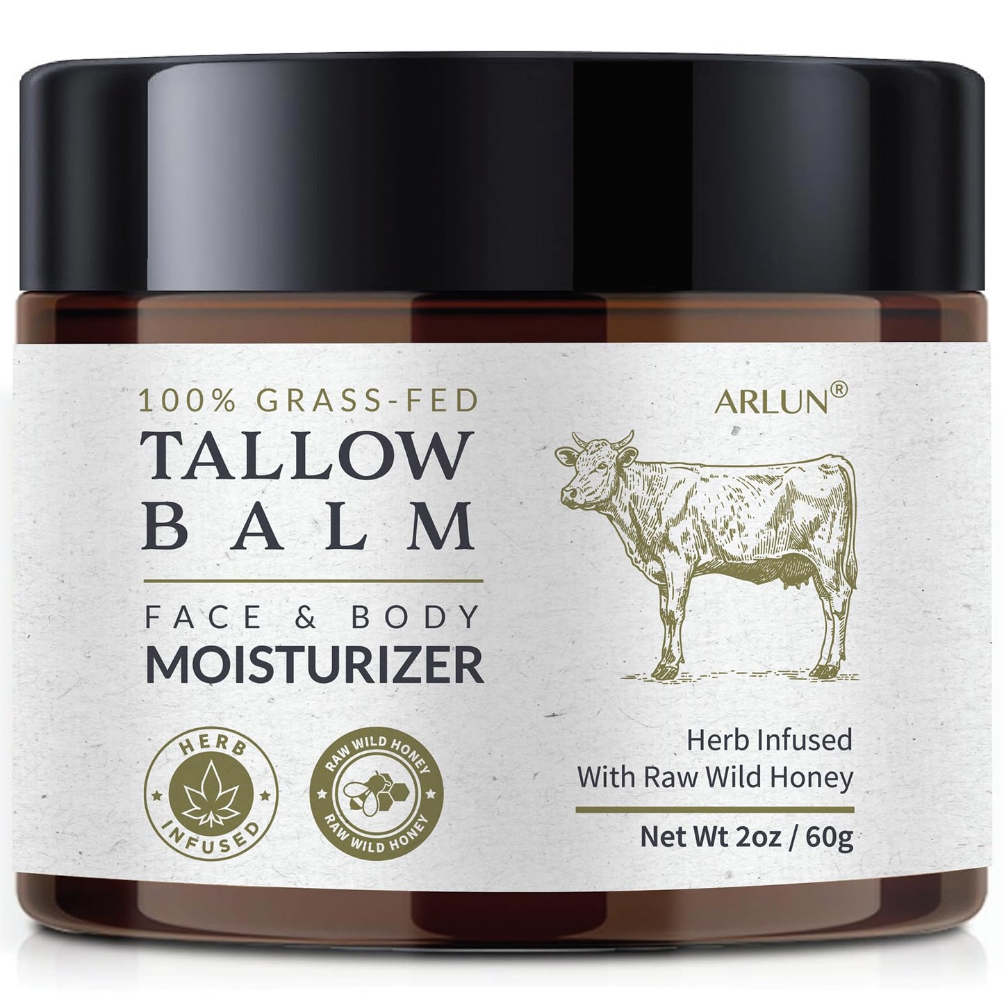 Beef Tallow and Honey Balm for Skin: Whipped Grass Fed Beef Tallow Balm Moisturizer with Raw Honey and Olive Oil for Face and Body - Natural Cow Fat Cream Unscented - Available at All In One Marketplace Canada