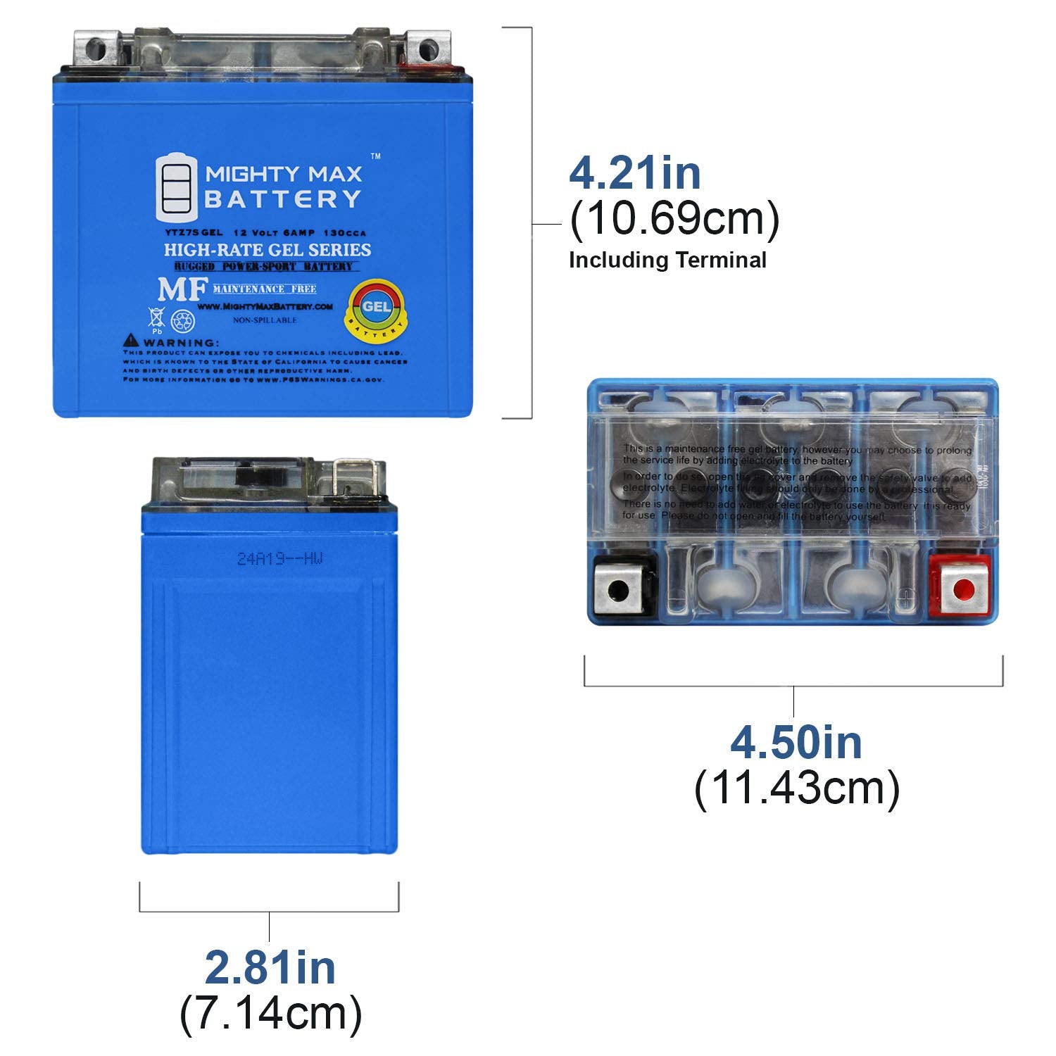 Mighty Max Battery YTZ7S 12V 6AH 130CCA Gel Battery Brand Product Mighty Max Battery