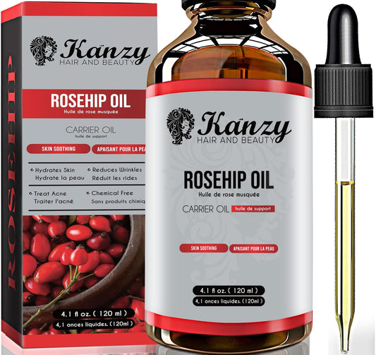 Kanzy Rosehip Oil for Face 120ml - Cold-Pressed Rosehip Oil for Skin, Hair, Nails & Body | Vegan & Cruelty-Free Moisturizing Oil for Daily Use - Available at All In One Marketplace Canada