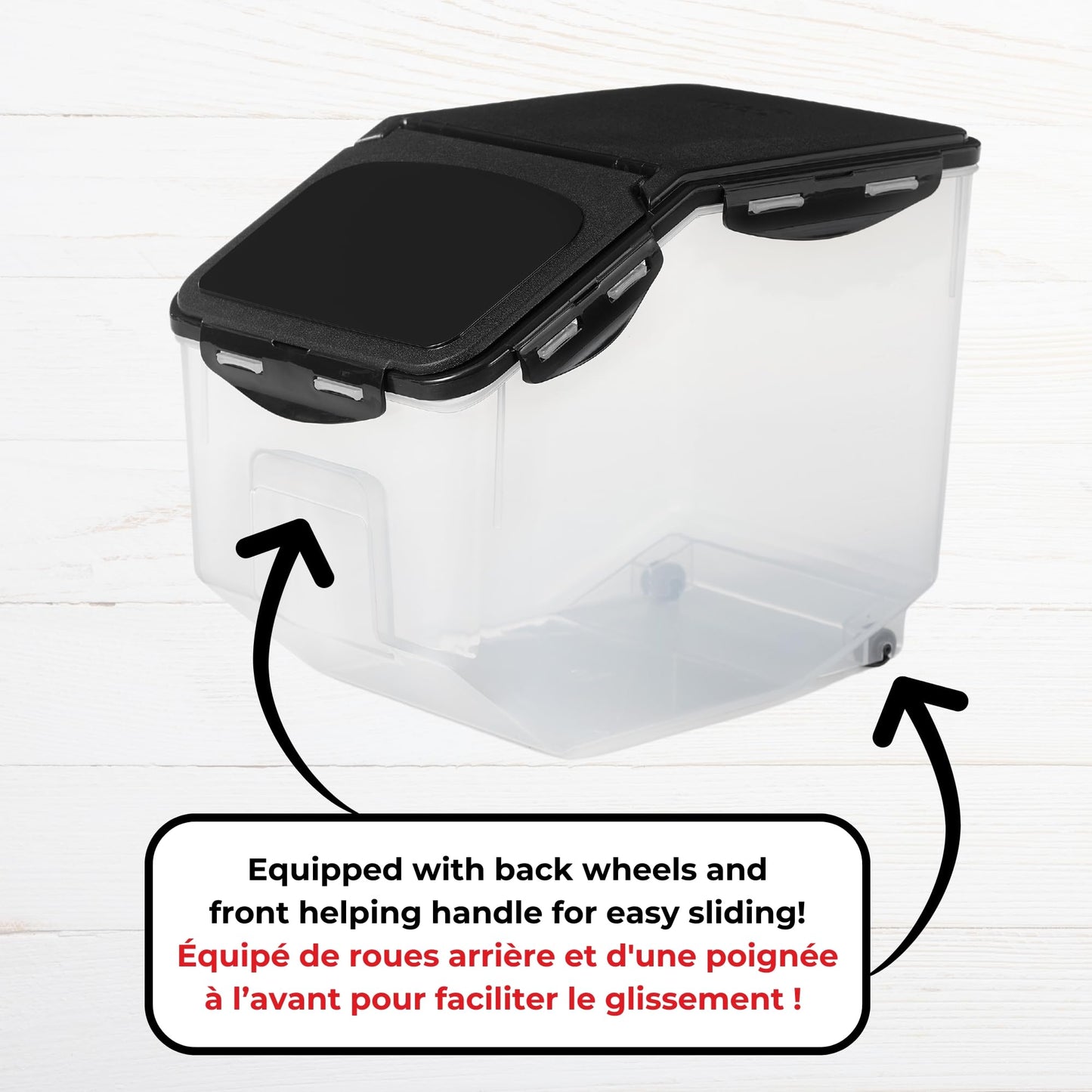 Starfrit LocknLock Pet Food Container with Wheels - 406oz/12L - Airtight - 4-Sided Locking Flip Top Lid 🍁 All In One Marketplace Canada