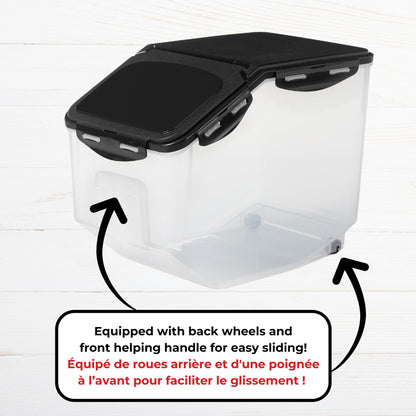 Starfrit LocknLock Pet Food Container with Wheels - 406oz/12L - Airtight - 4-Sided Locking Flip Top Lid 🍁 All In One Marketplace Canada