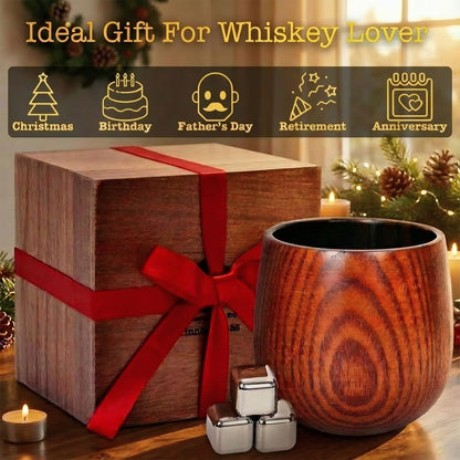Tinnberlohas Charred Wooden Whiskey Glass Gift Set of 2 with Wood Gift Box 🍁 All In One Marketplace Canada