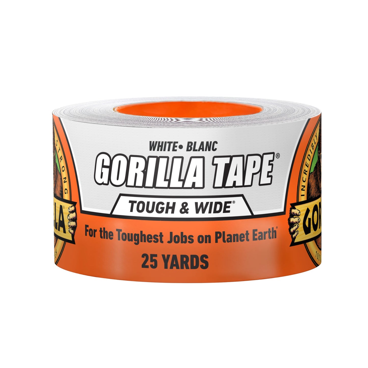 Gorilla Tough & Wide Utility Tape, Duct Tape, 2.8 in x 25 yd, White