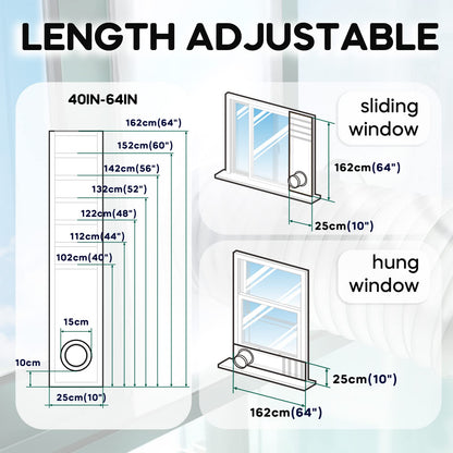 LOVIGA Portable Air Conditioner Window Kit, Window Vent Kit Seal Kit for Portable Air Conditioner Dryer, 25x102~162cm Length Adjustable 2022 Upgraded 100% Sealing Waterproof Easy to Install