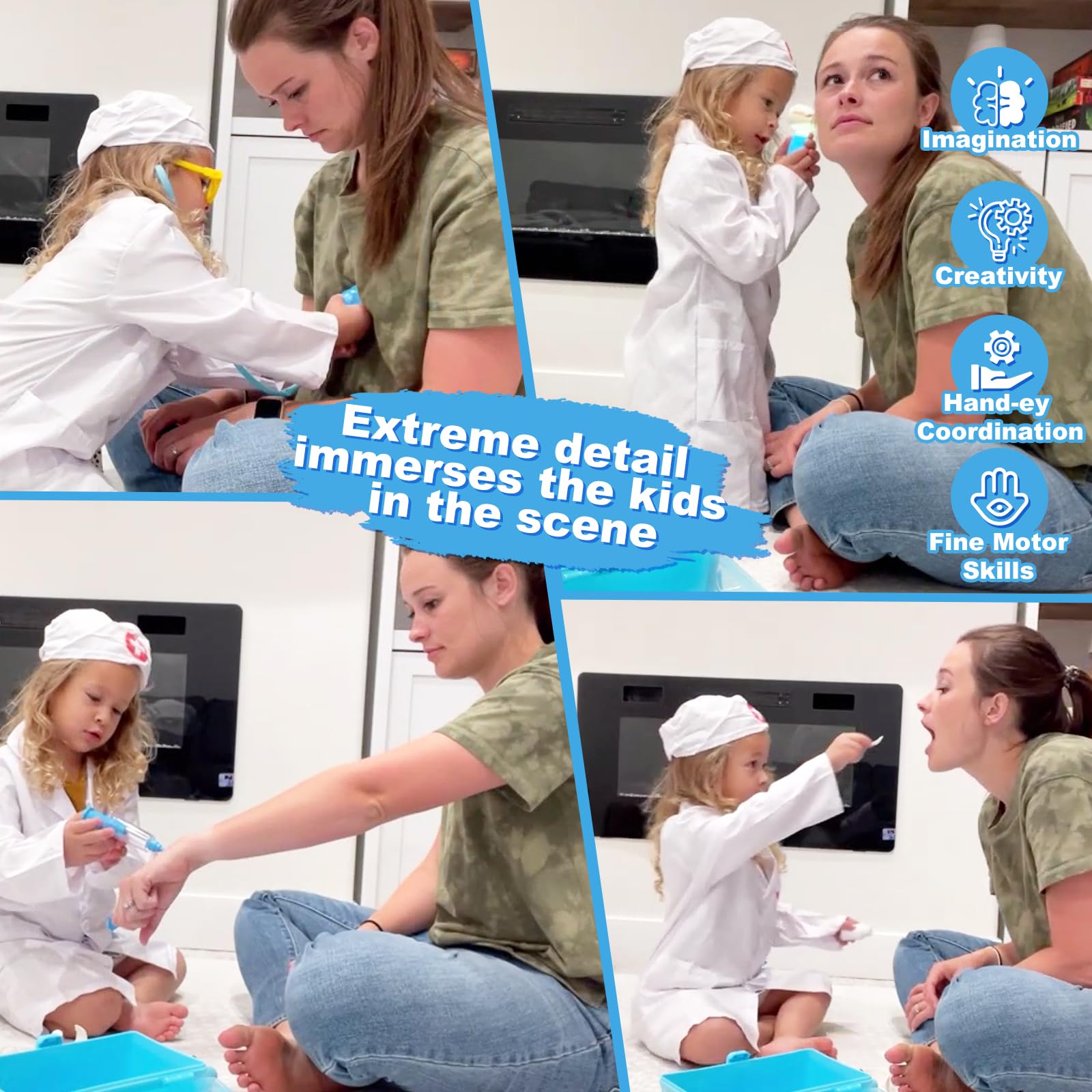 Doctor Kit Kids Toys for 2 3 4 Year Old Girl Boys, Dentist Kit Pretend Play Costume Dress Up Game Medical Kit Educational Toddler Toys for 2 3 4 5 6 + Year Old Boys Girls Birthday Gifts