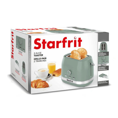 Starfrit 2-Slice Toaster – 7 Adjustable Browning Levels – Removable Tray – 850W - Sage - Available at All In One Marketplace Canada