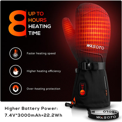 Heated Mittens Gloves for Women Men Electric Rechargeable Waterproof Ski Gloves for Winter Work Skiing Snowboarding(Black,M) 🍁 All In One Marketplace Canada