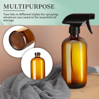 GIVAMEIHF 16oz Amber Glass Spray Bottles,2 Pack Glass Spray Bottles Refillable Empty Bottle with Adjustable Nozzle,Spray Bottle for Essential Oils,Cleaning,Pets,Plant, Hair Mister - Available at All In One Marketplace Canada