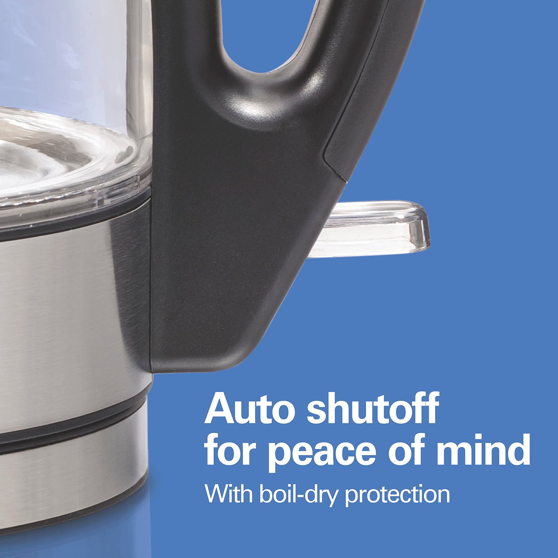 Hamilton Beach Glass Electric Kettle, 1 L, 1500W Fast Boiling Water Boiler, Cordless, Soft Blue LED Light, Auto Shutoff & Boil-Dry Protection, BPA-Free, Compact Size (40930JC)