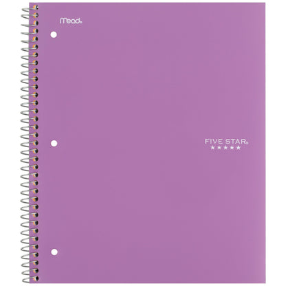 Five Star Spiral Notebook + Study App, 5 Subject, College Ruled Paper, 8-1/2" x 11", 200 Sheets, Fights Ink Bleed, Water Resistant Cover, Amethyst Purple (38748)
