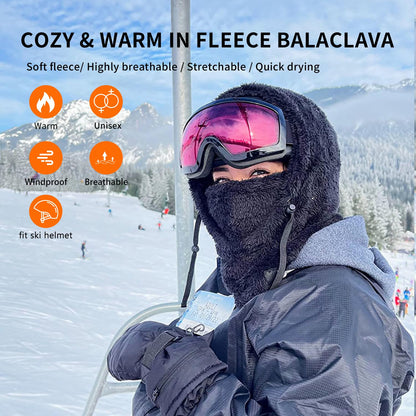 Shy Velvet Balaclava (Unisex) Wind-Resistant Winter Face Mask, Fleece Ski Mask for Men and Women, Warm Face Cover Hat Cap Scarf, Black, Medium-Large 🍁 All In One Marketplace Canada