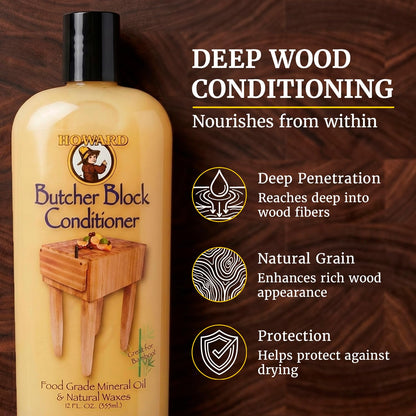 Howard BBC012 Butcher Block Conditioner, 12-Ounce HOWARD