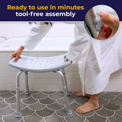 Drive Medical RTL12203KDR Shower Chair, Adjustable Stool with Suction Feet, Seat for Inside Shower or Tub, Bathroom Bench Bath Chair for Elderly and Disabled, 300 LB Weight Cap - Available at All In One Marketplace Canada