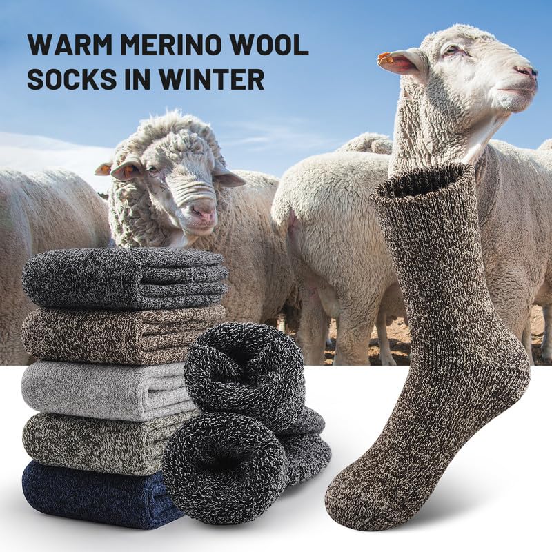 SIMIYA 5 Pairs Merino Wool Socks Extra Thick for Winter Cold Weather 🍁 All In One Marketplace Canada