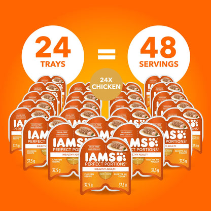 IAMS Perfect PORTIONS Adult Wet Cat Food, Chicken Flavour, 75g (24 Pack) IAMS