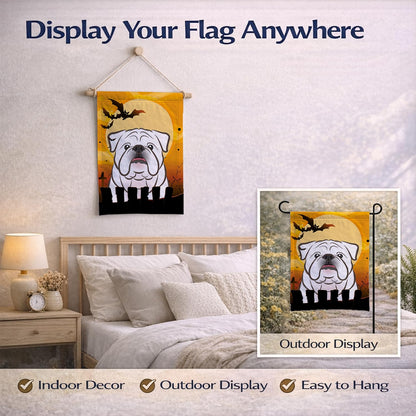 Drapeau de jardin Caroline's Treasures BB1778GF Halloween Bouledogue anglais blanc, petit, multicolore