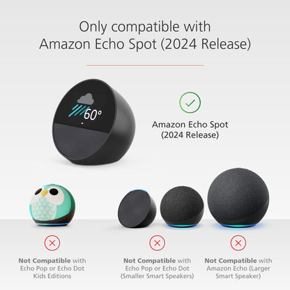 All-New, Made for Amazon Stand with USB-C and USB-A Charging Ports for Echo Spot (2024 Release)