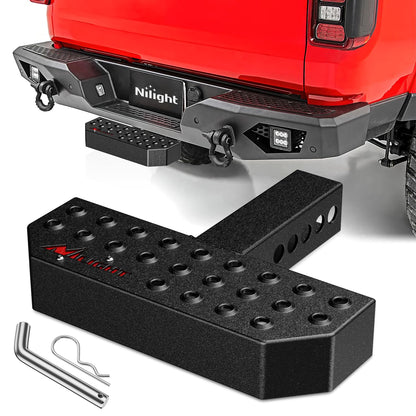 Nilight Hitch Step with 2" Hitch Receiver Rear Bumper Guard Protector 11.9 Inch with 5/8” Hitch Pin Clip Upgraded Textured Black Anti Slip Hitch Step Bar for Pickup Truck Car SUV Nilight