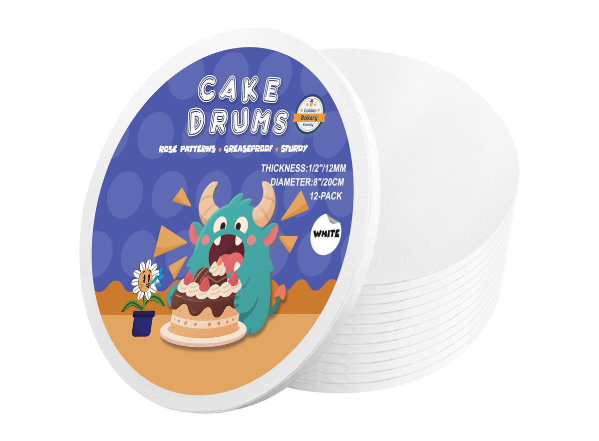 8 Inch Cake Drums, Cake Drum 8 Inch Round White(12-Pack) 1/2 Inch Thick Cake Boards Sturdy, Greaseproof for Birthday Wedding Multi-Tiered Party Cake Drums by GoldenBakeryFamily 🍁 All In One Marketplace Canada