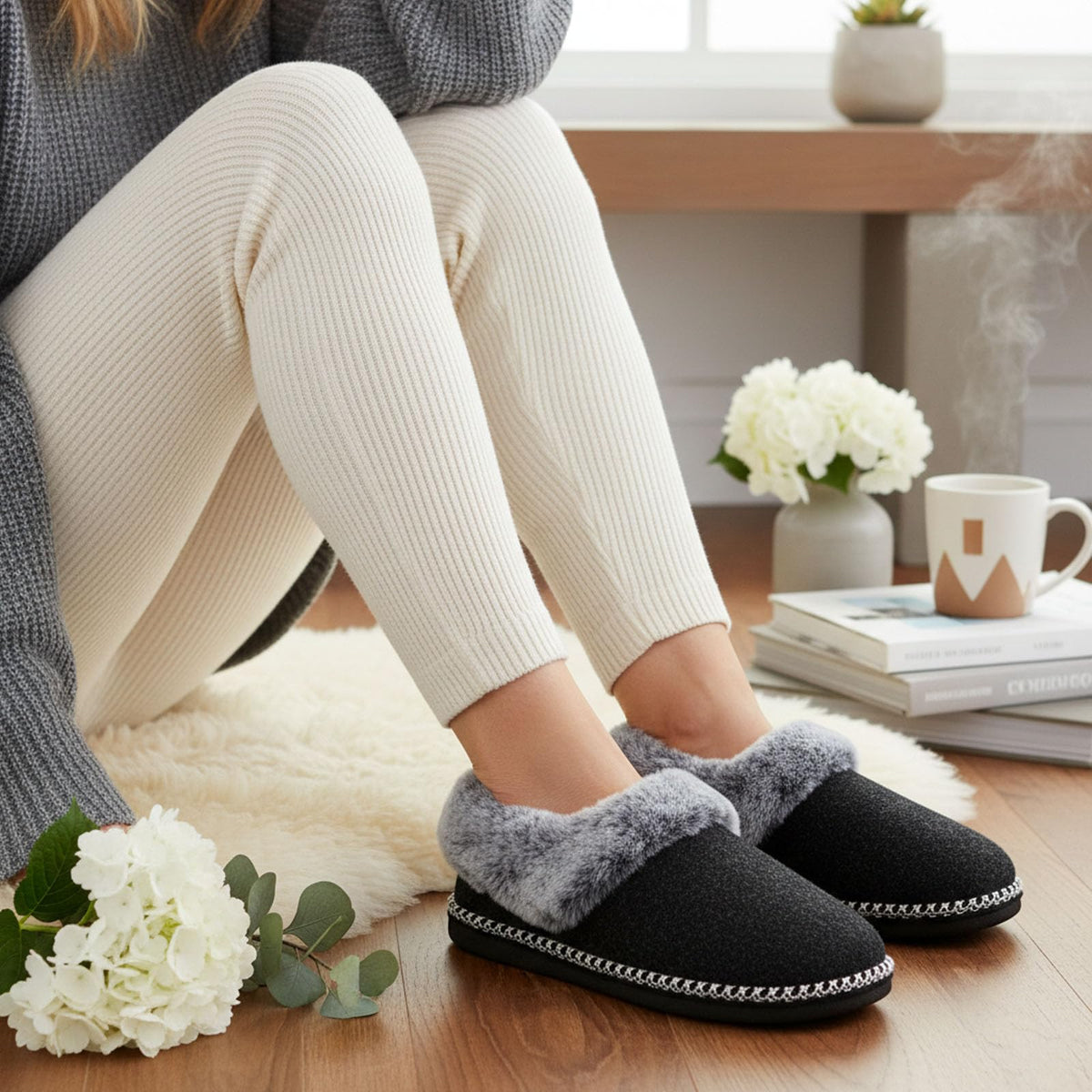 EverFoams Women's Bootie Slippers Memory Foam Dark Gray, Size 9 US 🍁 All In One Marketplace Canada