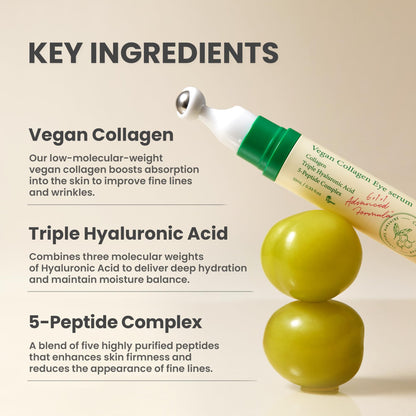 AXIS-Y Vegan Collagen Eye Serum with Triple Hyaluronic Acid & 5-Peptide Complex | Wrinkle Care, Fine Line Reduction, Brightening | Vegan & Cruelty-Free Korean Skin Care | 10ml - Available at All In One Marketplace Canada