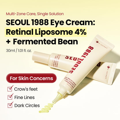 Seoul 1988 Eye Cream: Retinal Liposome 4% +Fermented Bean 30ml - Available at All In One Marketplace Canada