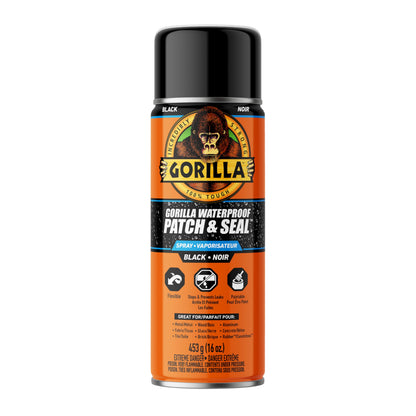 Gorilla Waterproof Patch & Seal Spray, Flexible Rubberized Coating, Seals Out Water Air & Moisture, Stops & Prevents Leaks, Black, 16oz/453g, (Pack of 1) GORILLA