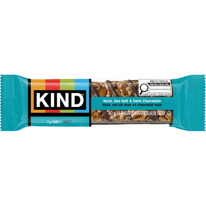 KIND Healthy Snacks Bars, Nuts, Sea Salt, & Dark Chocolate, Gluten Free, Low Sugar, High Fiber Snacks, 6g Protein, 12 Count - Available at All In One Marketplace Canada