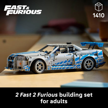 LEGO Technic 2 Fast 2 Furious Nissan Skyline GT-R (R34) Car - DIY Kit and Building Set for Adults - Collectible Model Street Racer with Drift Function - Gift for Car Enthusiasts and Movie Fans - 42210 LEGO