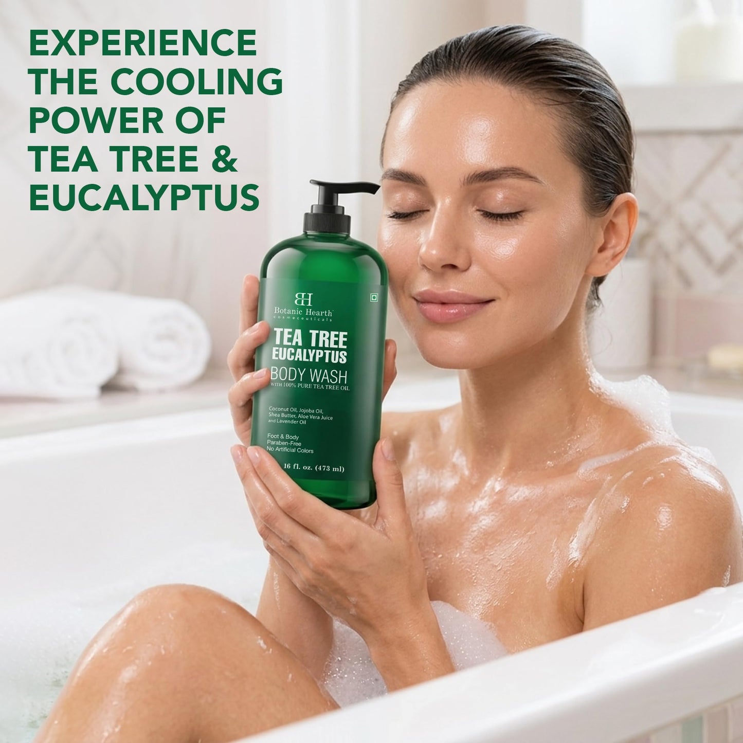 Botanic Hearth Eucalyptus Tea Tree Body Wash | Shower Gel - 16 fl oz | for Men and Women | Antifungal, Moisturizing & Soothing Formula with Natural Oils - Available at All In One Marketplace Canada