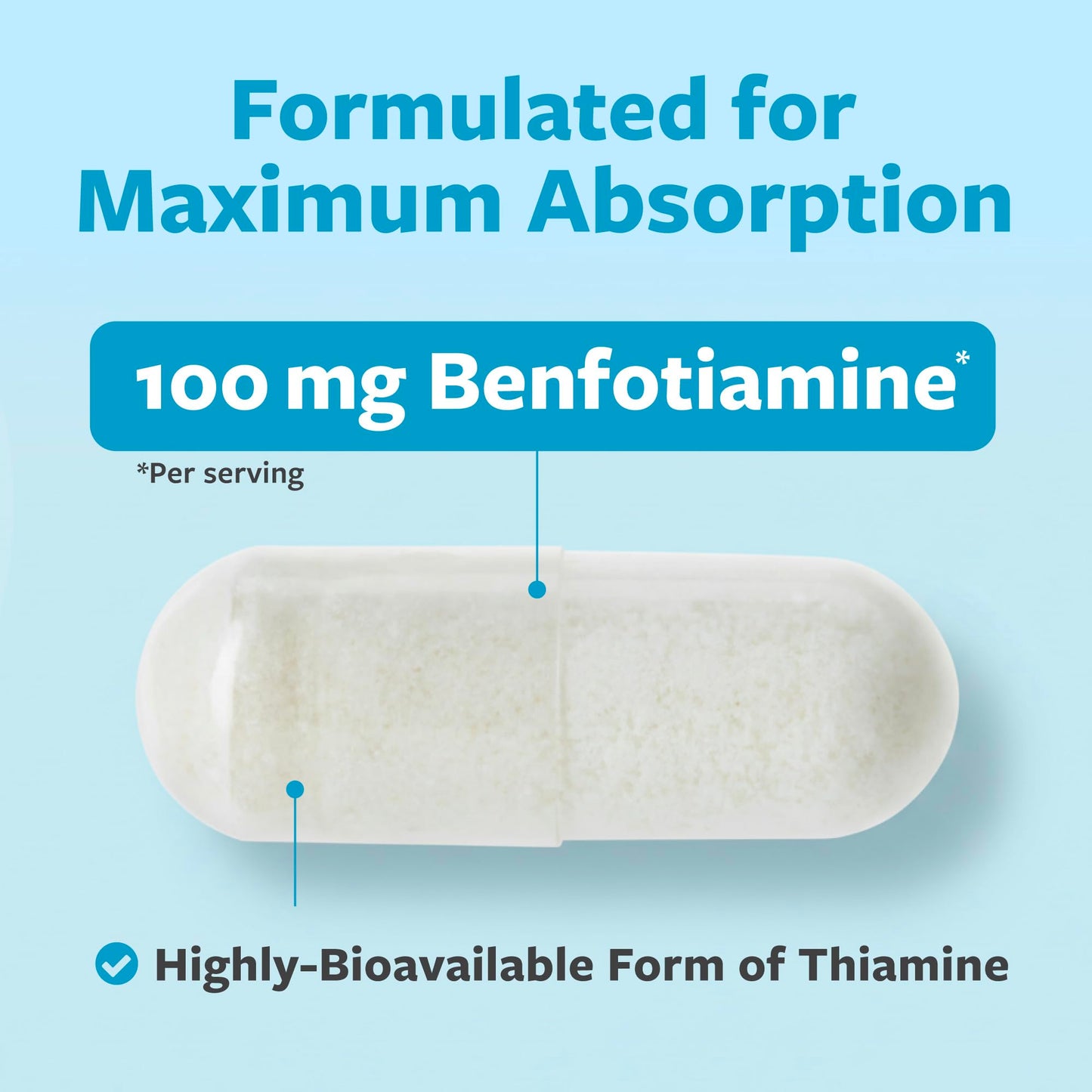 Vitamin B1 Benfotiamine 100mg - High Absorption Energy & Metabolism Support - Highly Bioavailable Thiamine B1 Supplement to Support Energy Production & Metabolism - Made in Canada, Non-GMO - 120 Ct - Available at All In One Marketplace Canada