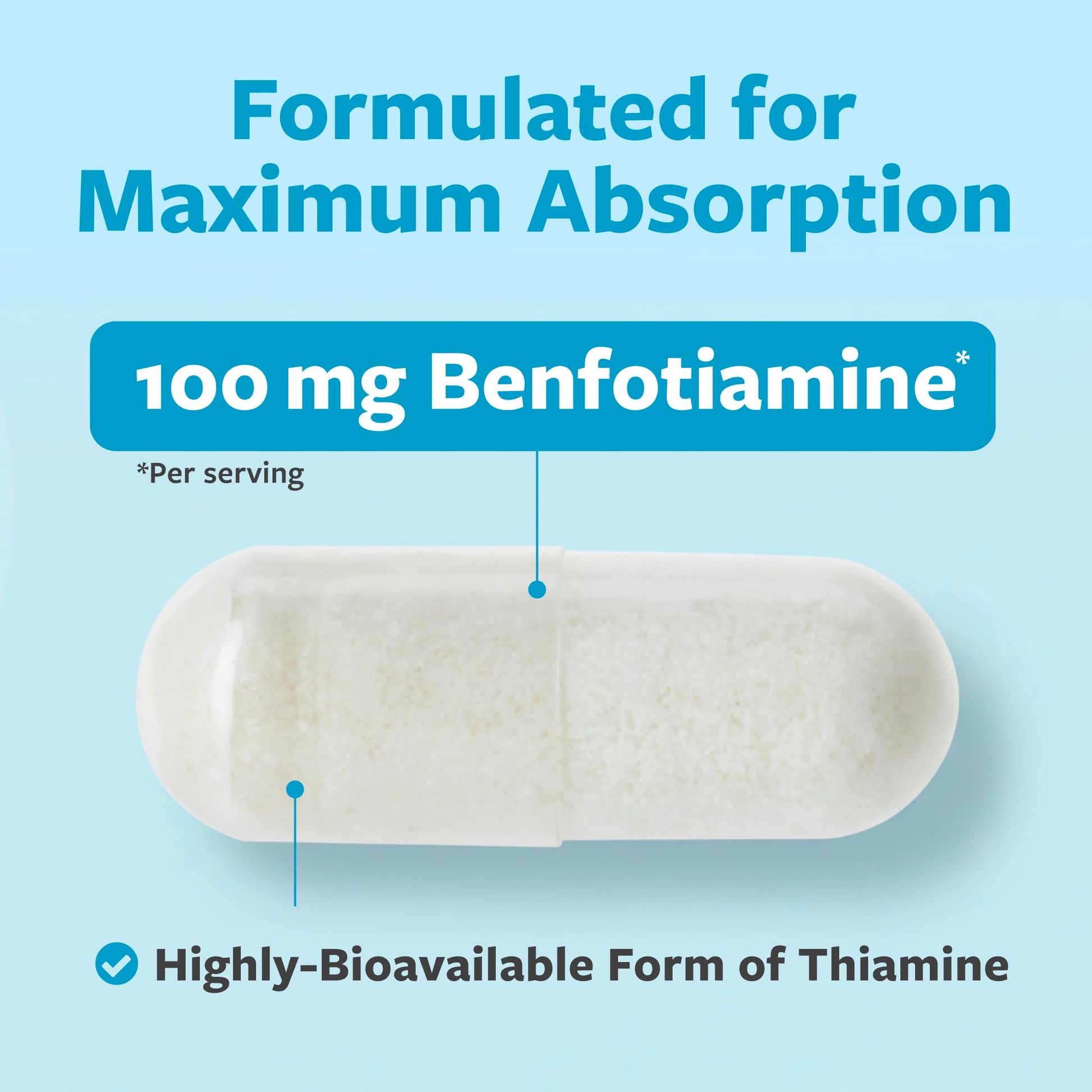 Vitamin B1 Benfotiamine 100mg - High Absorption Energy & Metabolism Support - Highly Bioavailable Thiamine B1 Supplement to Support Energy Production & Metabolism - Made in Canada, Non-GMO - 120 Ct - Available at All In One Marketplace Canada