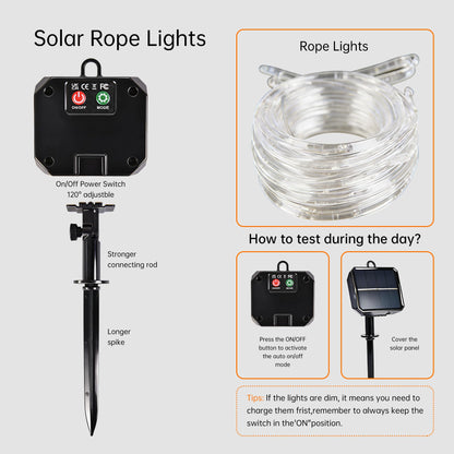 Solar Rope Lights for Outside, 33ft 100 LED Warm White Solar String Lights 🍁 All In One Marketplace Canada